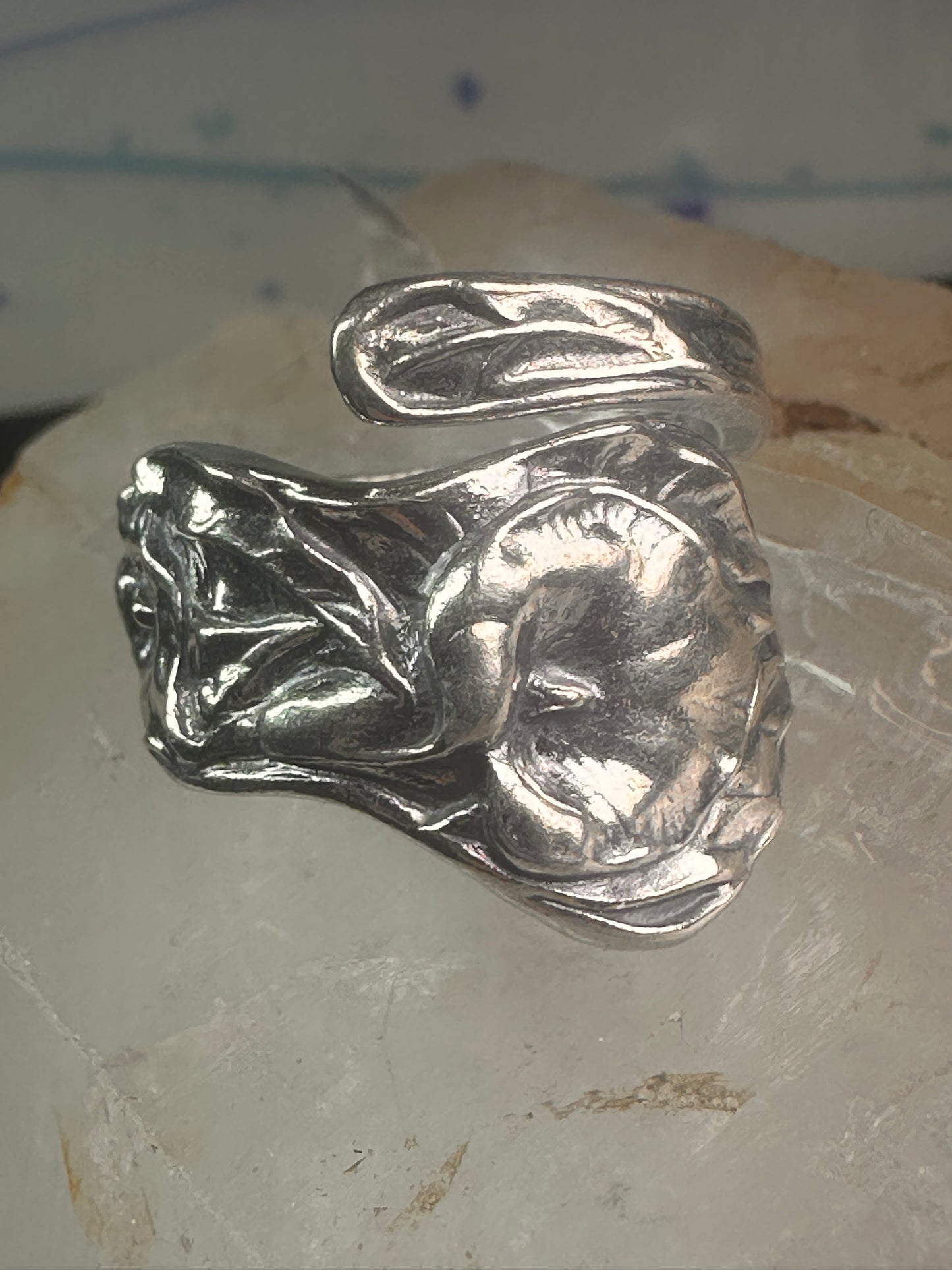 Spoon ring Arum Calla Lily band sterling silver size 8 sterling silver