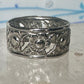Flower ring floral band size 4.75 sterling silver women girls