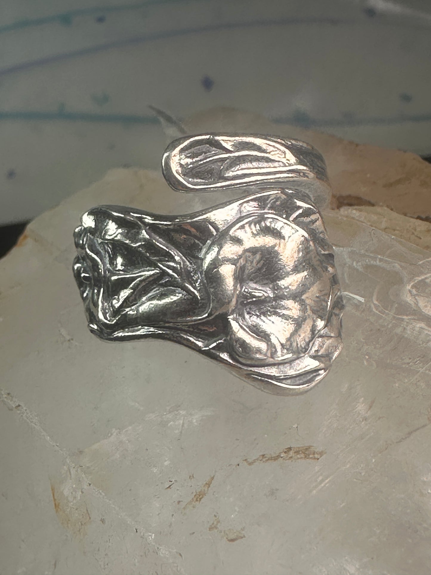 Spoon ring Arum Calla Lily band sterling silver size 8 sterling silver