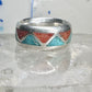 Zuni Wedding ring turquoise chips  coral band size 4.50 pinky sterling silver women