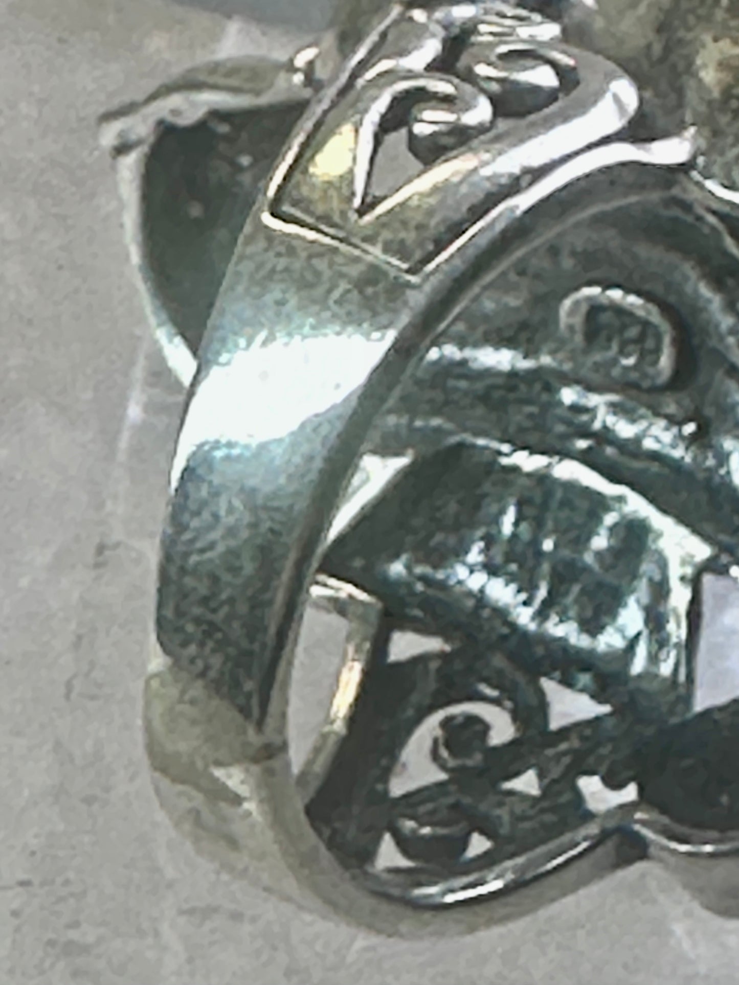 Seahorse ring animal abalone band size 6 sterling silver women