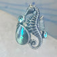 Seahorse ring animal abalone band size 6 sterling silver women