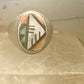 Zuni ring Turquoise  onyx coral MOP band  size 9  sterling silver women men