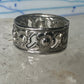 Flower ring floral band size 4.75 sterling silver women girls