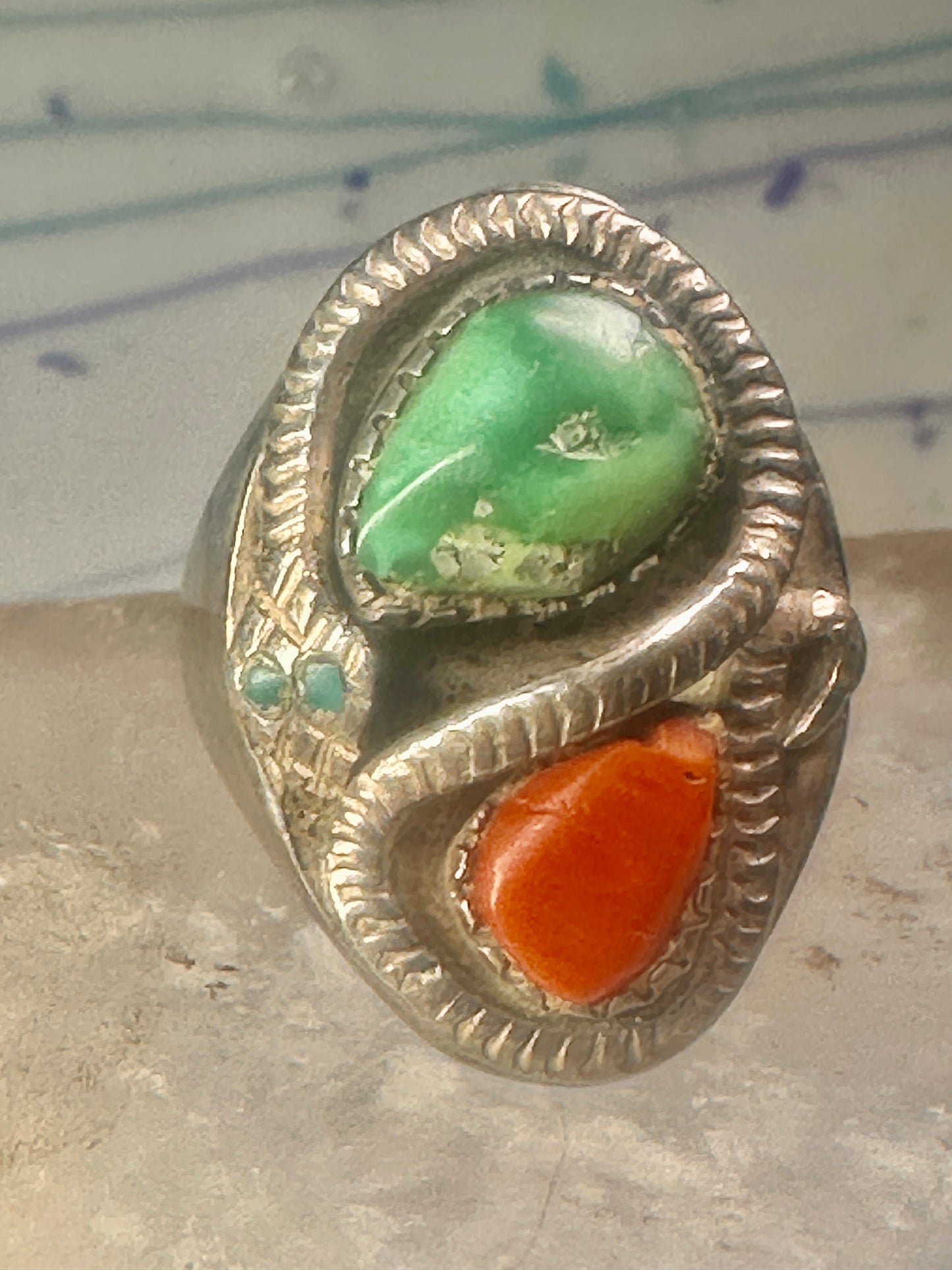 Navajo ring snake size 11 turquoise sterling silver men women