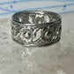 Flower ring floral band size 4.75 sterling silver women girls