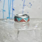 Zuni Wedding ring turquoise chips  coral band size 4.50 pinky sterling silver women