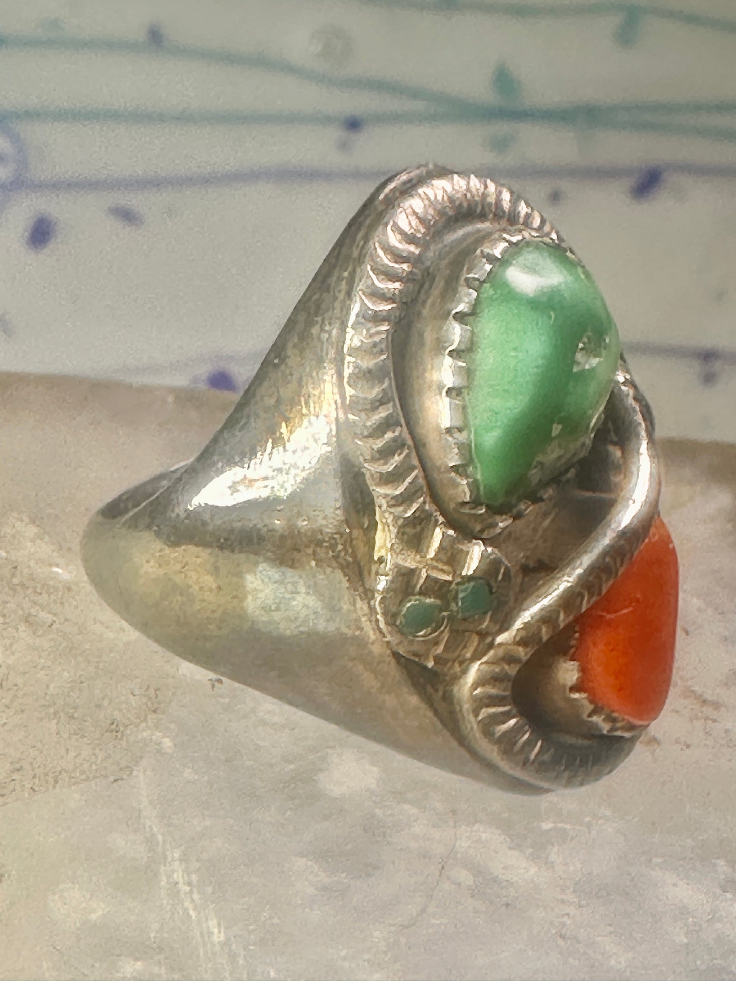 Navajo ring snake size 11 turquoise sterling silver men women