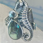 Seahorse ring animal abalone band size 6 sterling silver women