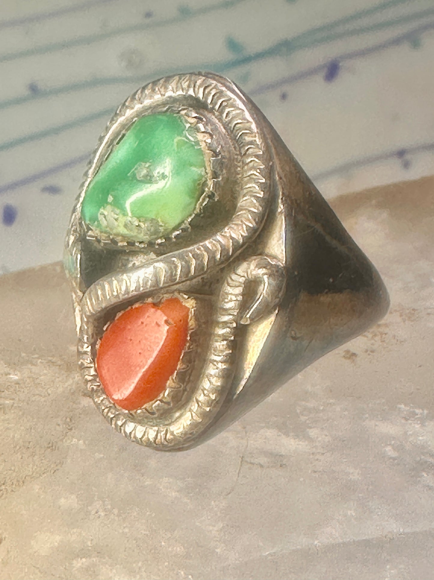 Navajo ring snake size 11 turquoise sterling silver men women