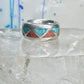 Zuni Wedding ring turquoise chips  coral band size 4.50 pinky sterling silver women