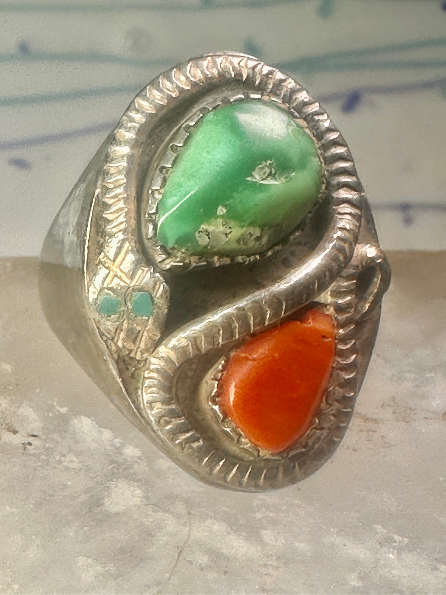 Navajo ring snake size 11 turquoise sterling silver men women