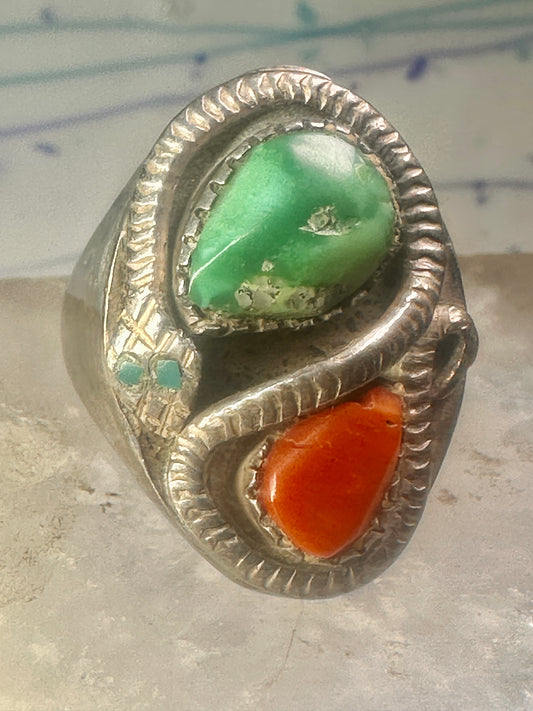 Navajo ring snake size 11 turquoise sterling silver men women