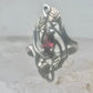 Long Black Hills Gold ring garnet leaves floral size 4.50 sterling silver women