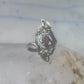 Long Black Hills Gold ring garnet leaves floral size 4.50 sterling silver women