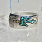 Phoenix ring turquoise coral chips southwest band size 6.75 sterling silver women&nbsp;