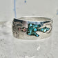 Phoenix ring turquoise coral chips southwest band size 6.75 sterling silver women&nbsp;