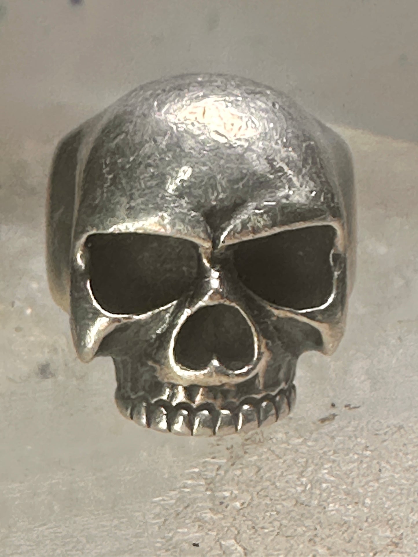 Skull ring Biker band size 8.50 sterling silver women men