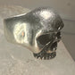 Skull ring Biker band size 8.50 sterling silver women men
