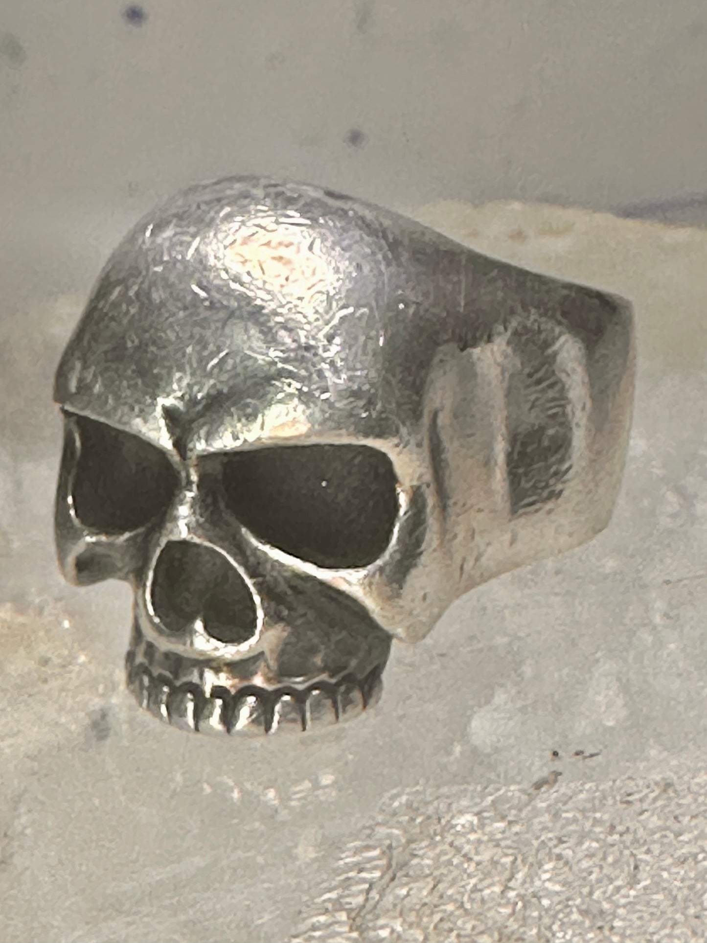 Skull ring Biker band size 8.50 sterling silver women men