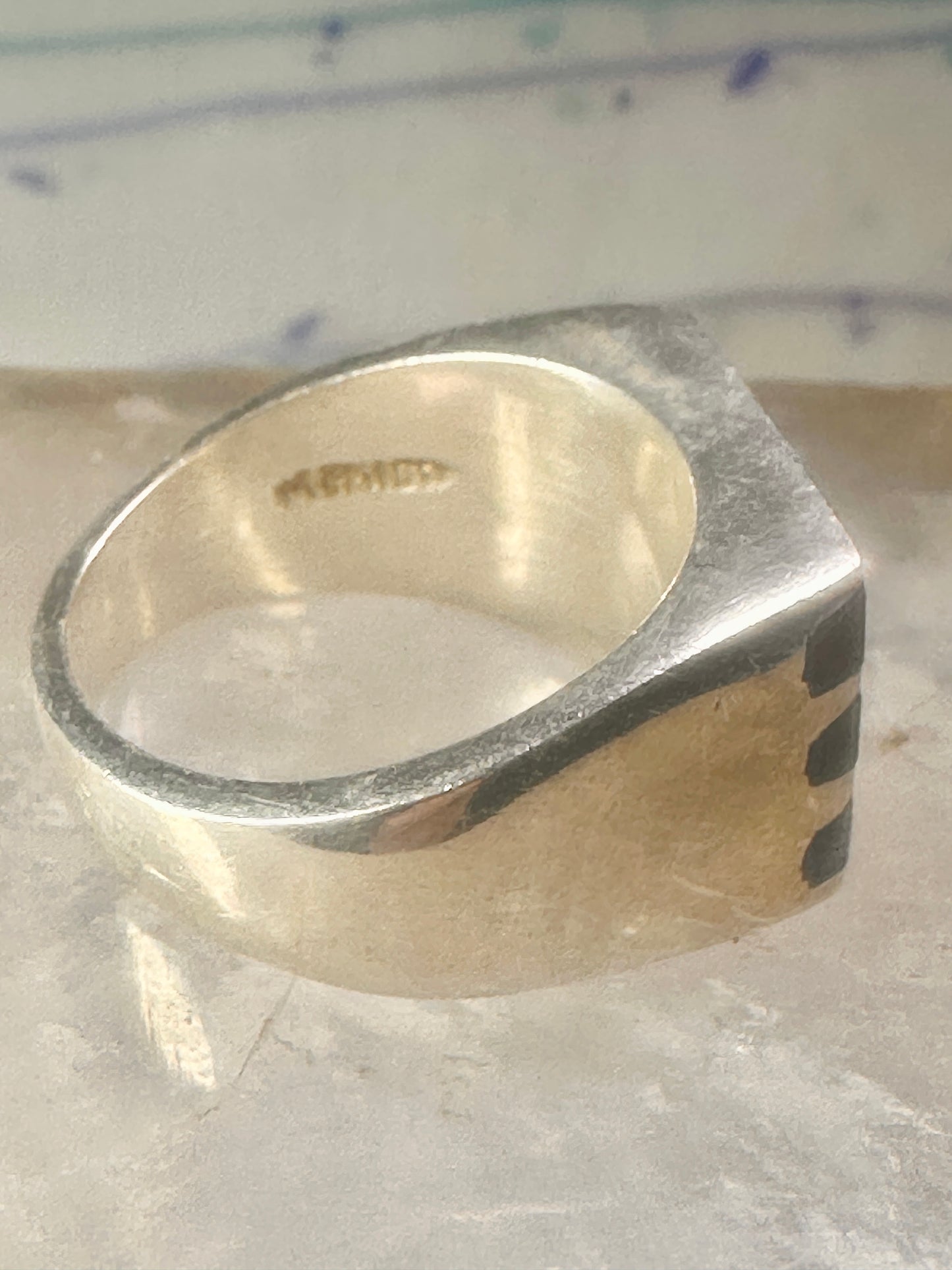 Mexico ring tiger eye size 9.75 inlaid sterling silver men women