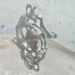 Long Black Hills Gold ring garnet leaves floral size 4.50 sterling silver women