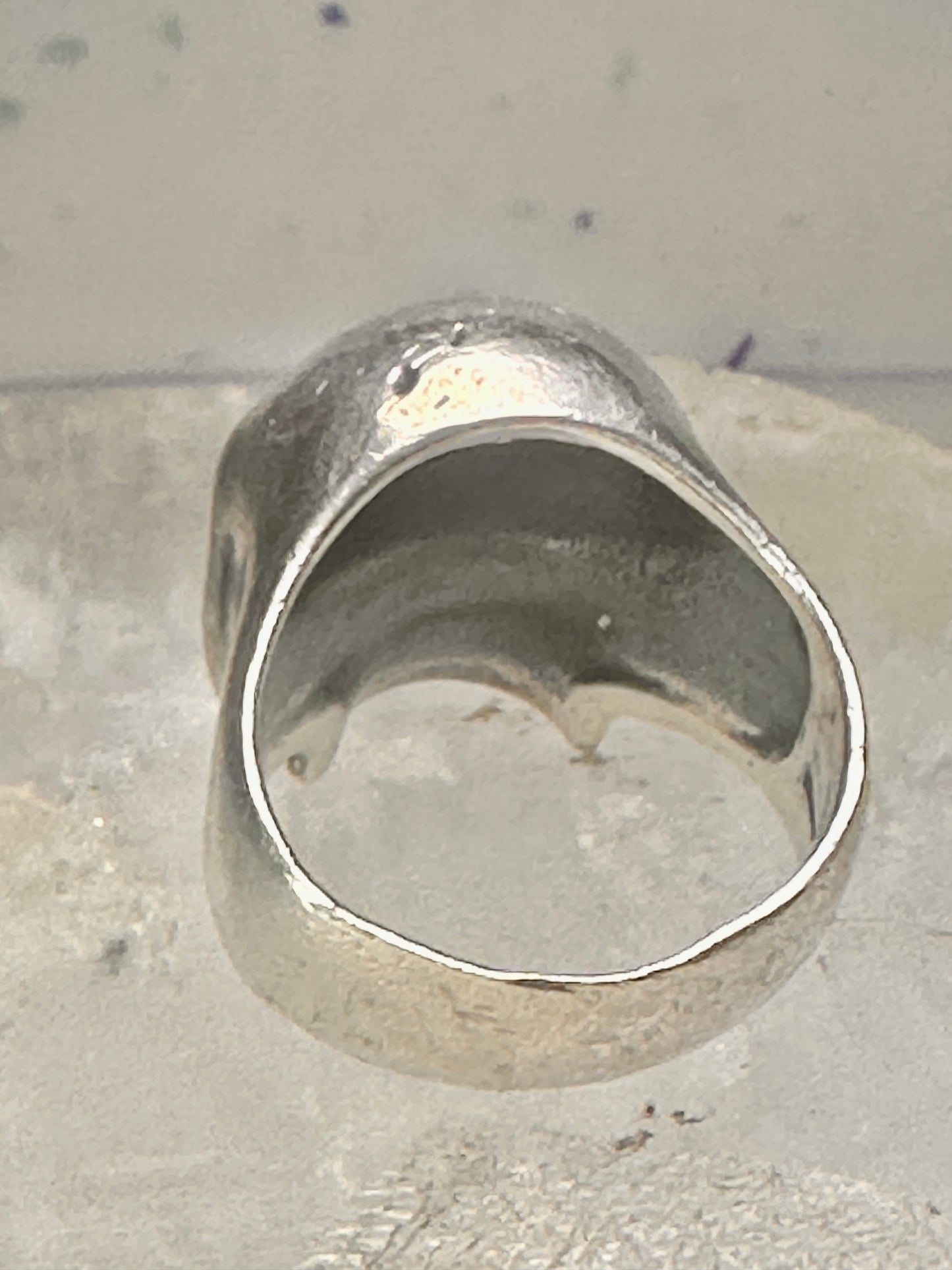 Skull ring Biker band size 8.50 sterling silver women men