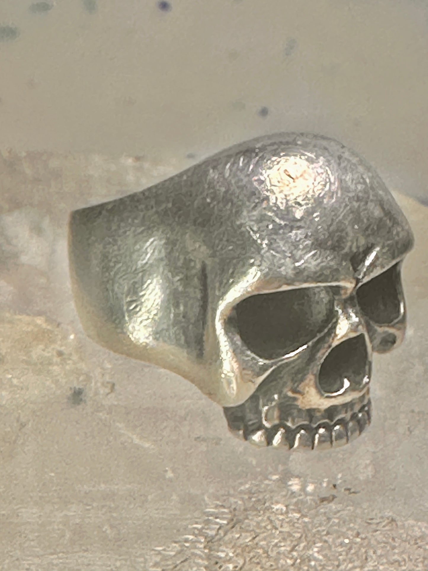 Skull ring Biker band size 8.50 sterling silver women men