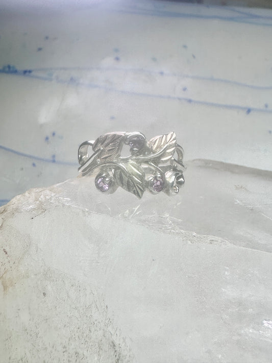 Black Hills Gold ring amethyst leaves floral size 7.25 sterling silver women