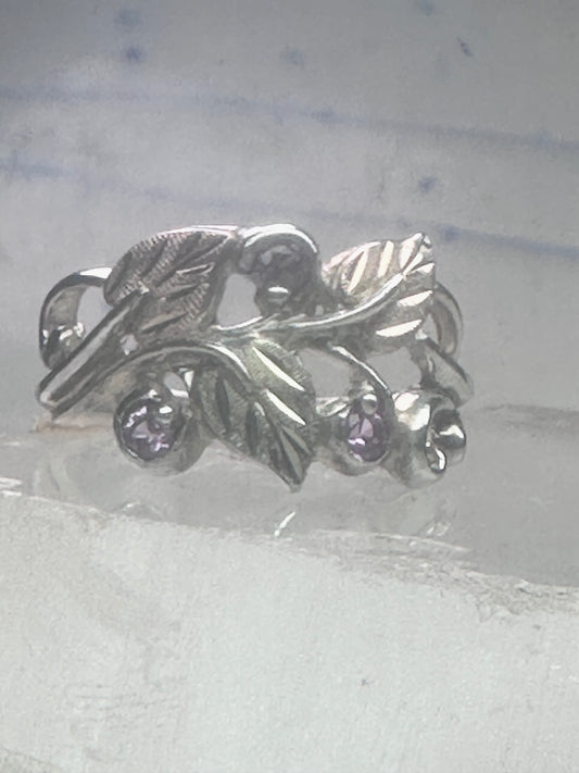 Black Hills Gold ring amethyst leaves floral size 7.25 sterling silver women
