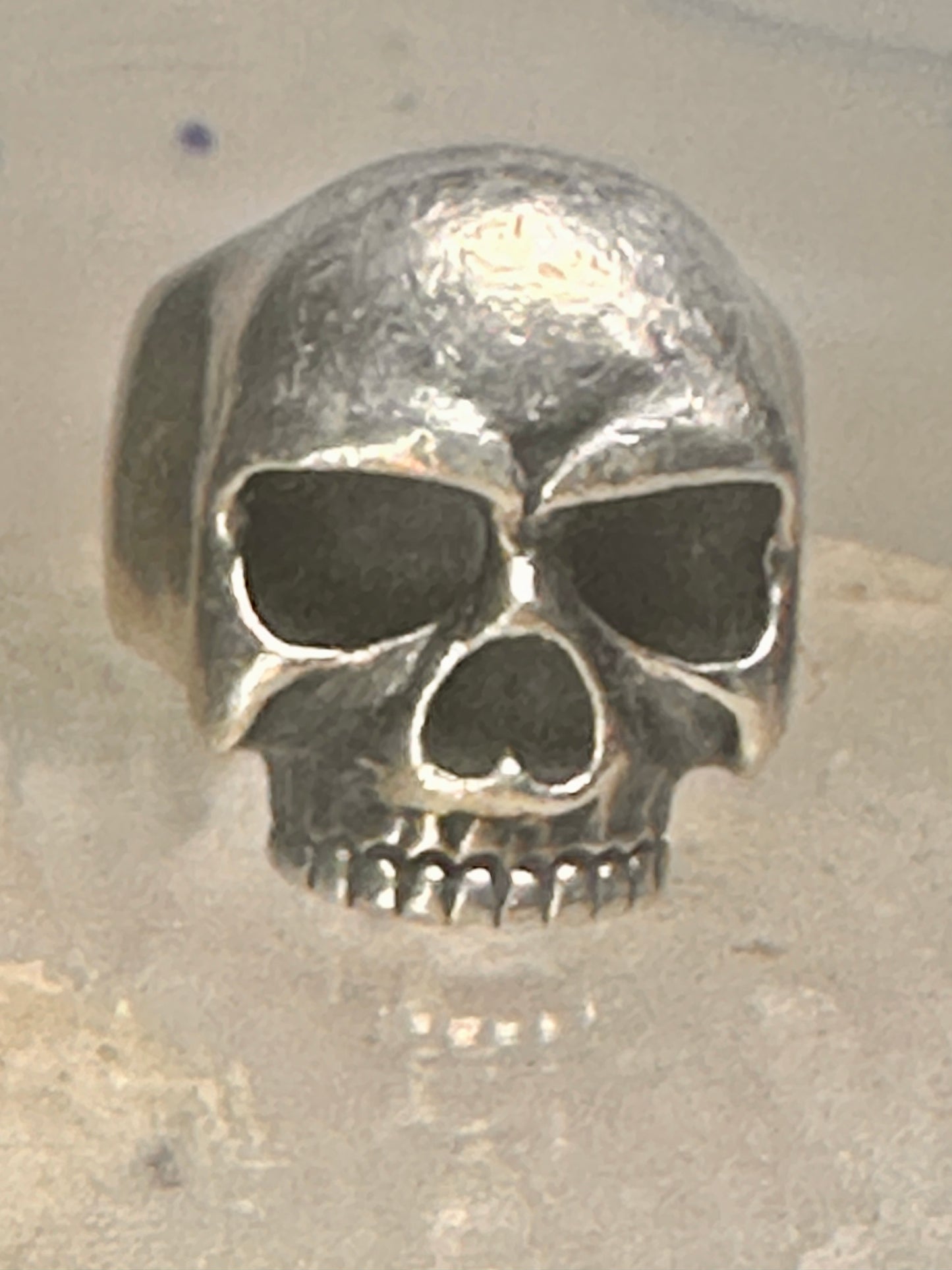 Skull ring Biker band size 8.50 sterling silver women men