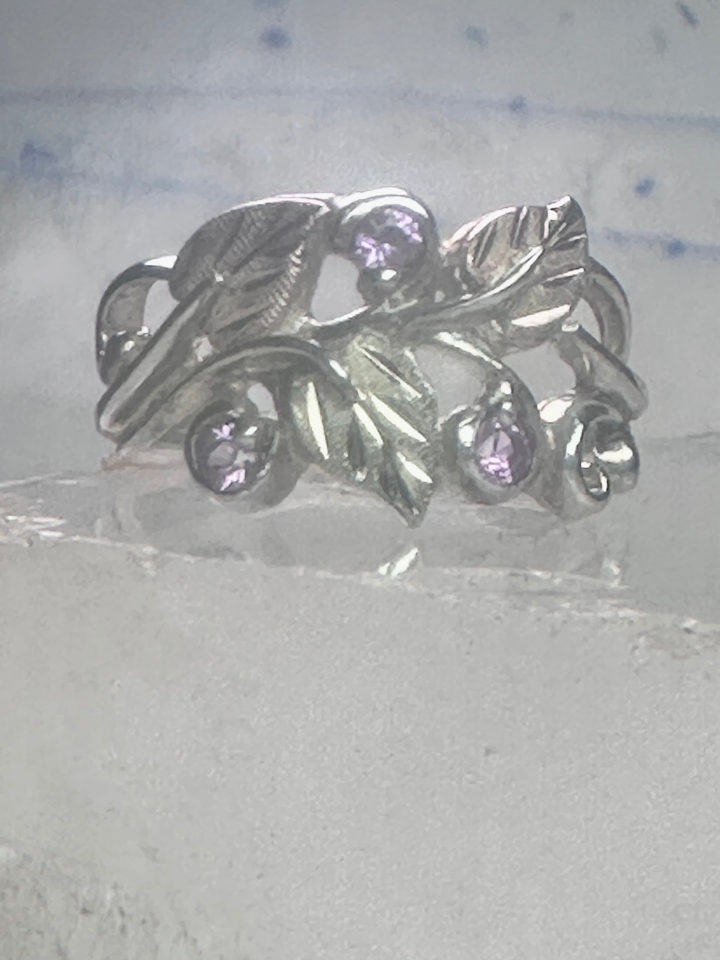 Black Hills Gold ring amethyst leaves floral size 7.25 sterling silver women