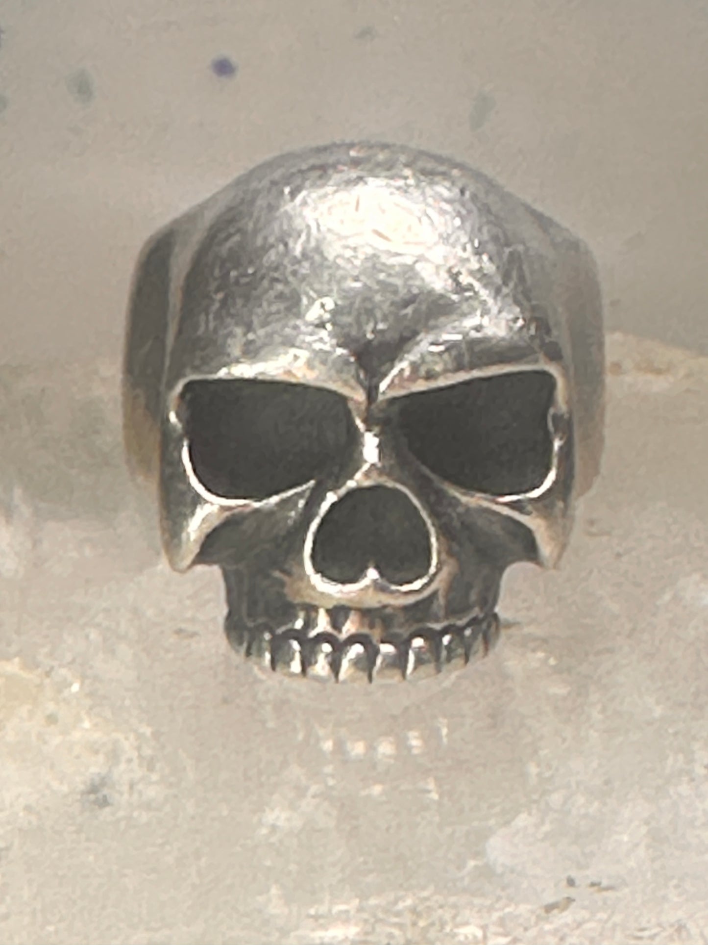 Skull ring Biker band size 8.50 sterling silver women men