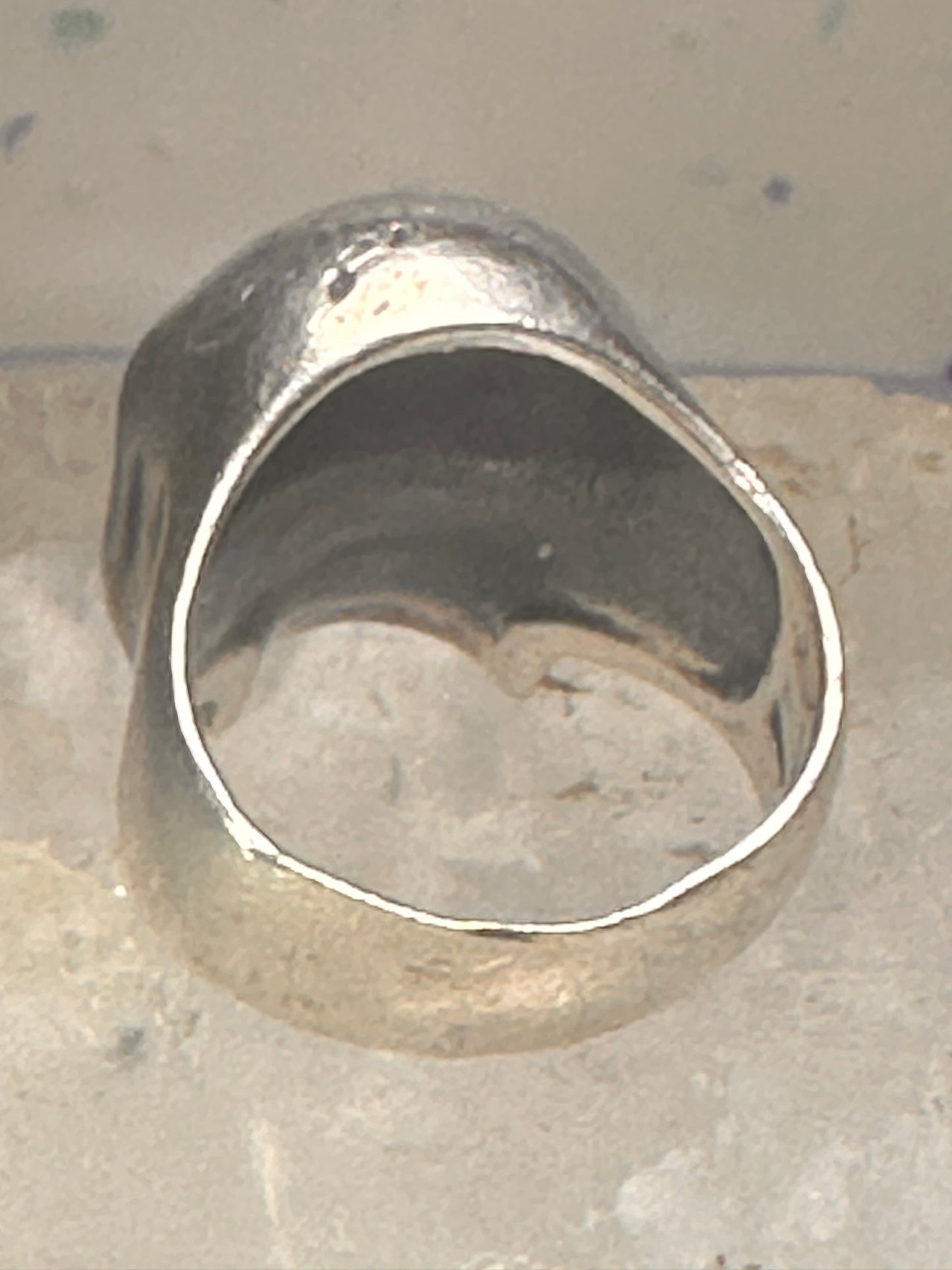 Skull ring Biker band size 8.50 sterling silver women men