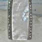 Long Mother of pearl marcasite ring full finger size 6 sterling silver women