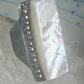 Long Mother of pearl marcasite ring full finger size 6 sterling silver women