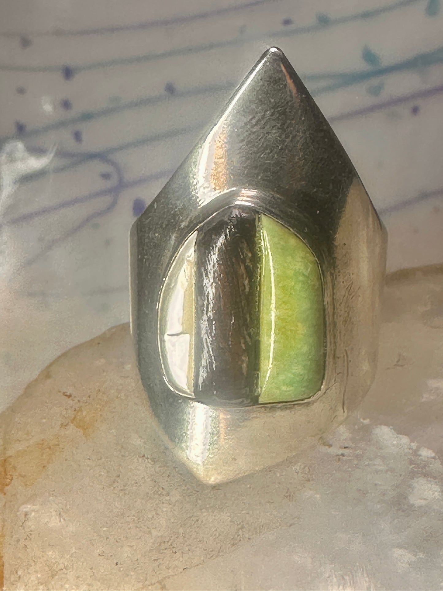 Navajo ring turquoise MOP onyx cobblestone size 10.5 sterling silver men women