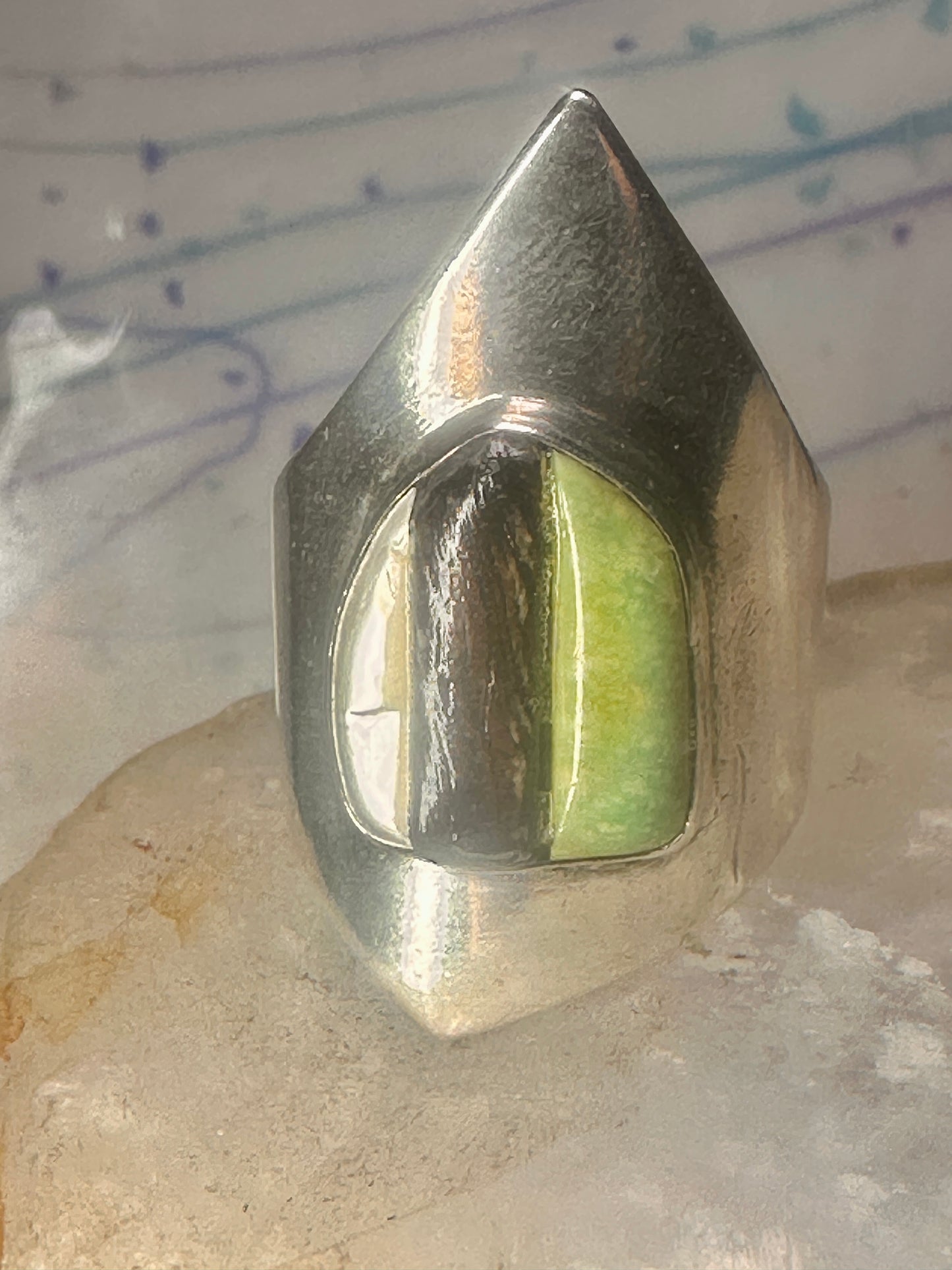 Navajo ring turquoise MOP onyx cobblestone size 10.5 sterling silver men women