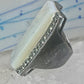 Long Mother of pearl marcasite ring full finger size 6 sterling silver women