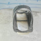 Long Mother of pearl marcasite ring full finger size 6 sterling silver women