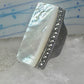 Long Mother of pearl marcasite ring full finger size 6 sterling silver women