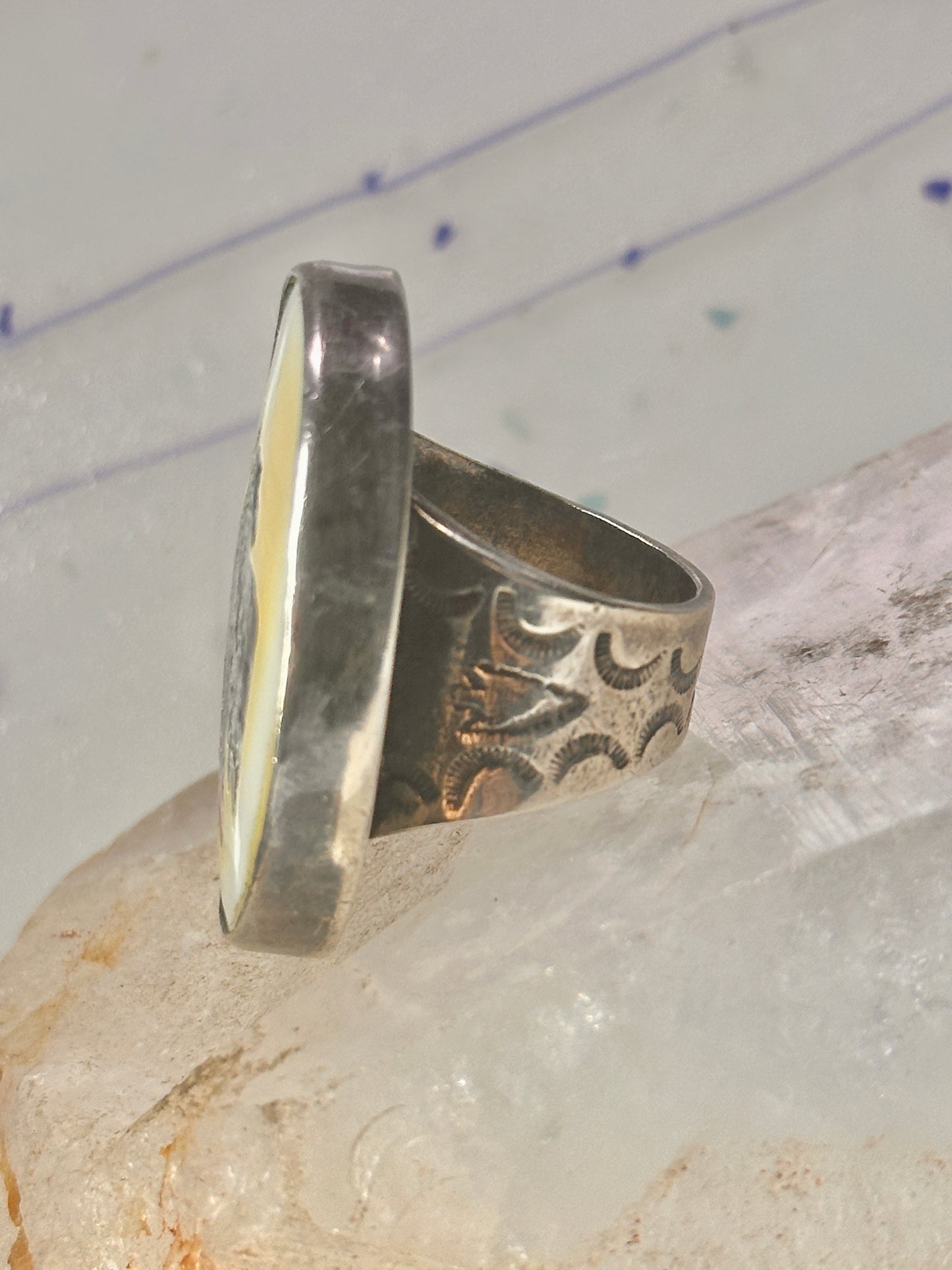 Peyote bird ring Phoenix Thunderbird band stampings size 6.50 sterling silver men women