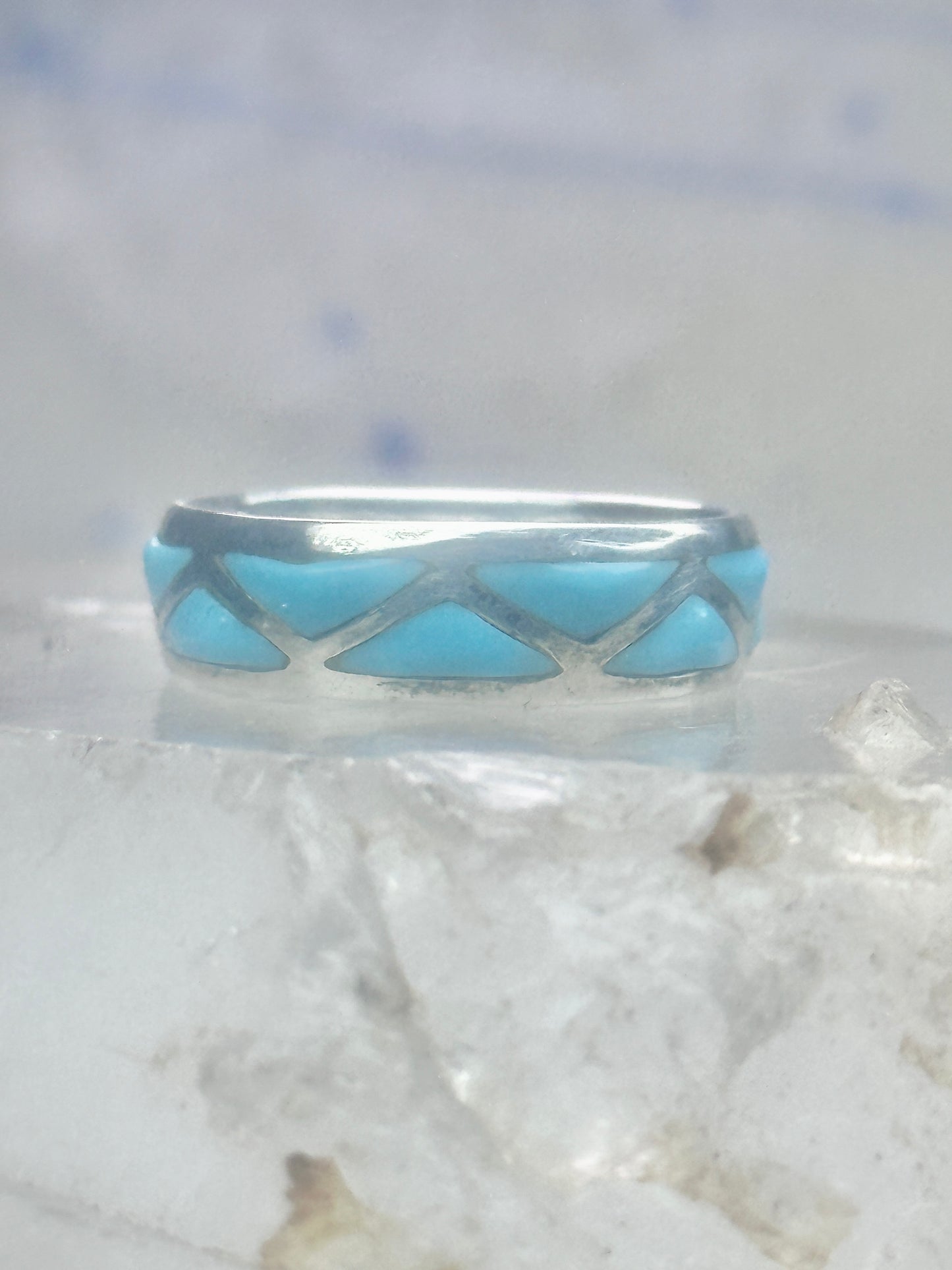 Zuni ring turquoise wedding band size 9.25 sterling silver women men