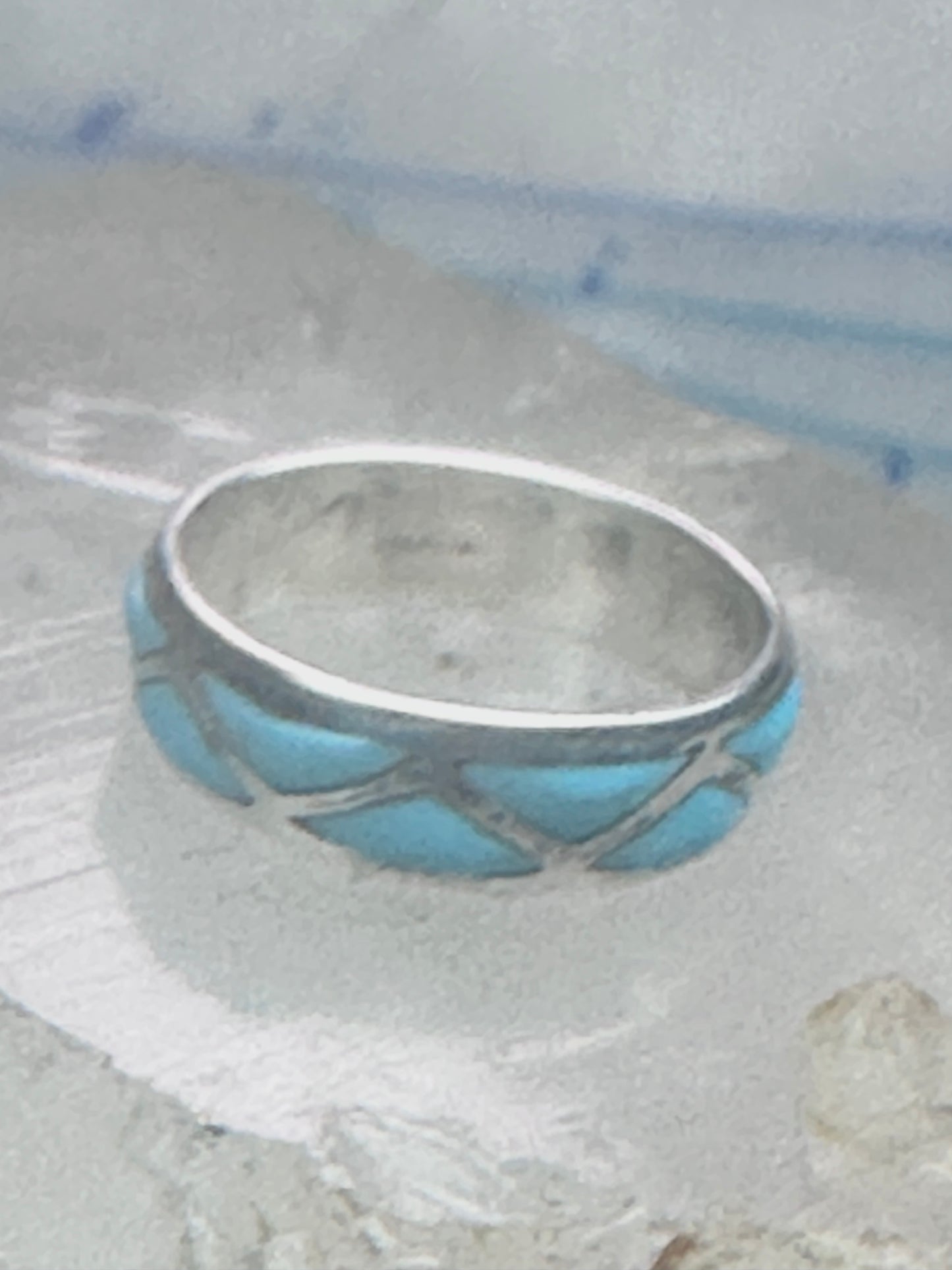 Zuni ring turquoise wedding band size 9.25 sterling silver women men