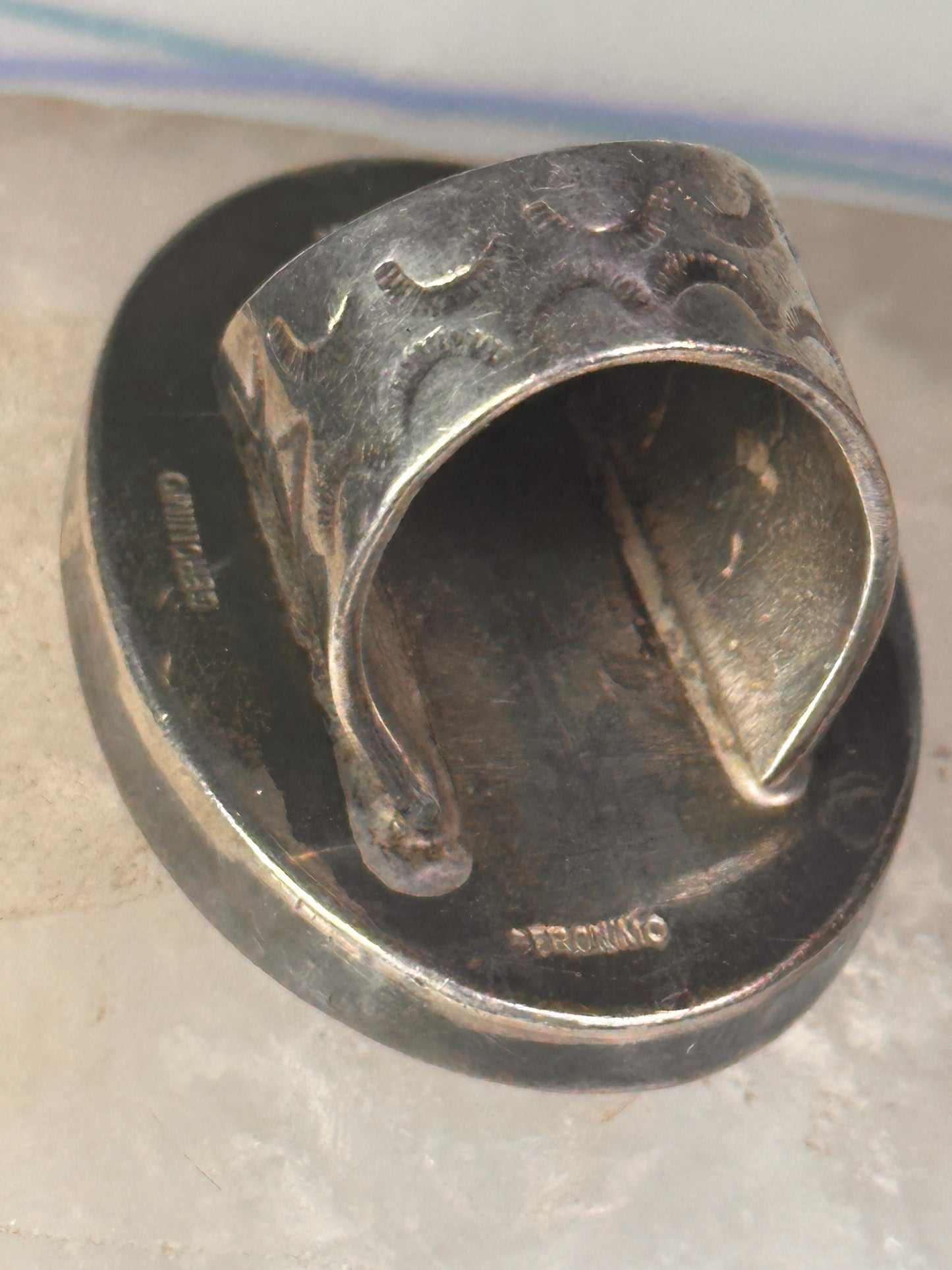 Peyote bird ring Phoenix Thunderbird band stampings size 6.50 sterling silver men women