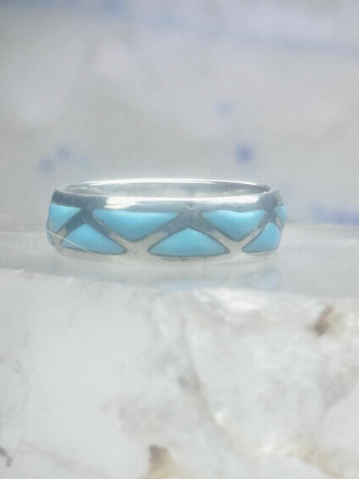 Zuni ring turquoise wedding band size 9.25 sterling silver women men