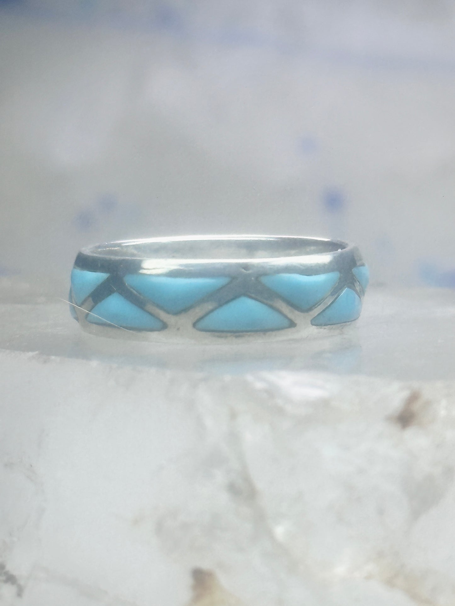 Zuni ring turquoise wedding band size 9.25 sterling silver women men
