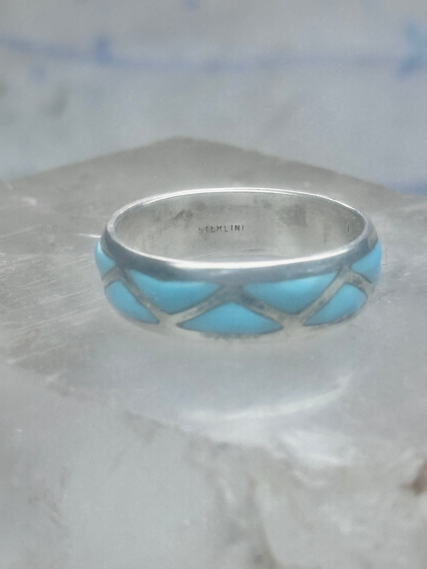 Zuni ring turquoise wedding band size 9.25 sterling silver women men