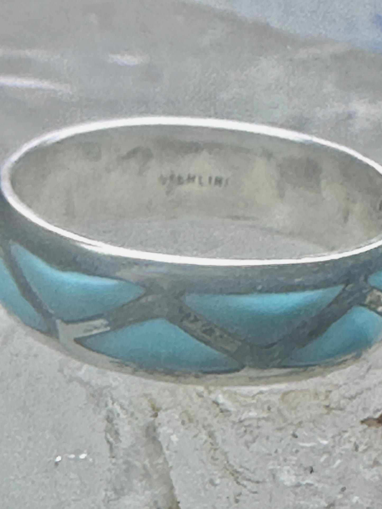 Zuni ring turquoise wedding band size 9.25 sterling silver women men