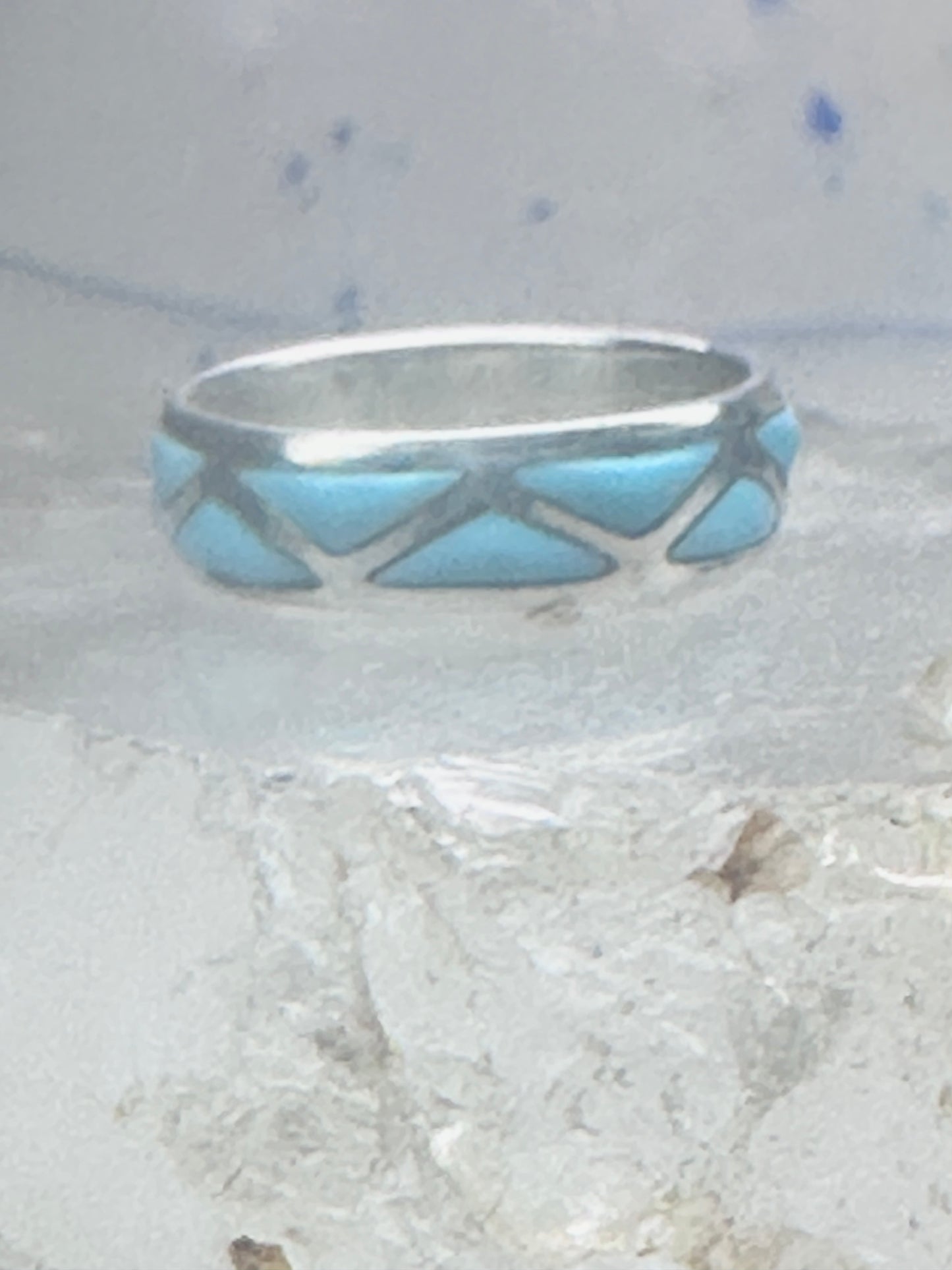 Zuni ring turquoise wedding band size 9.25 sterling silver women men